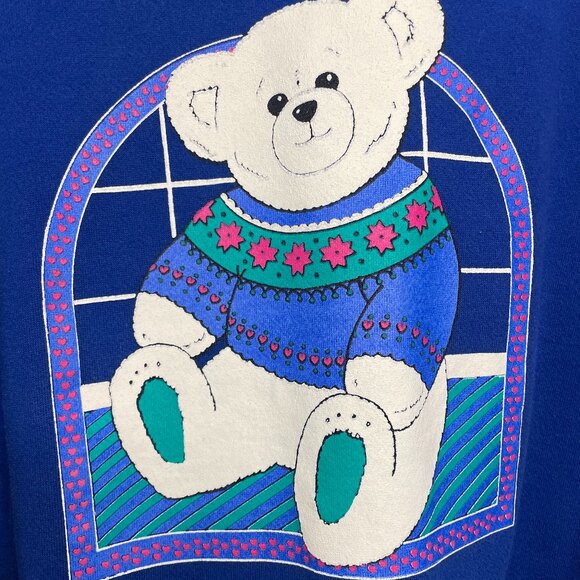 Vintage Blue Bear Collared Crewneck Woman 1XL - Picture 3 of 6